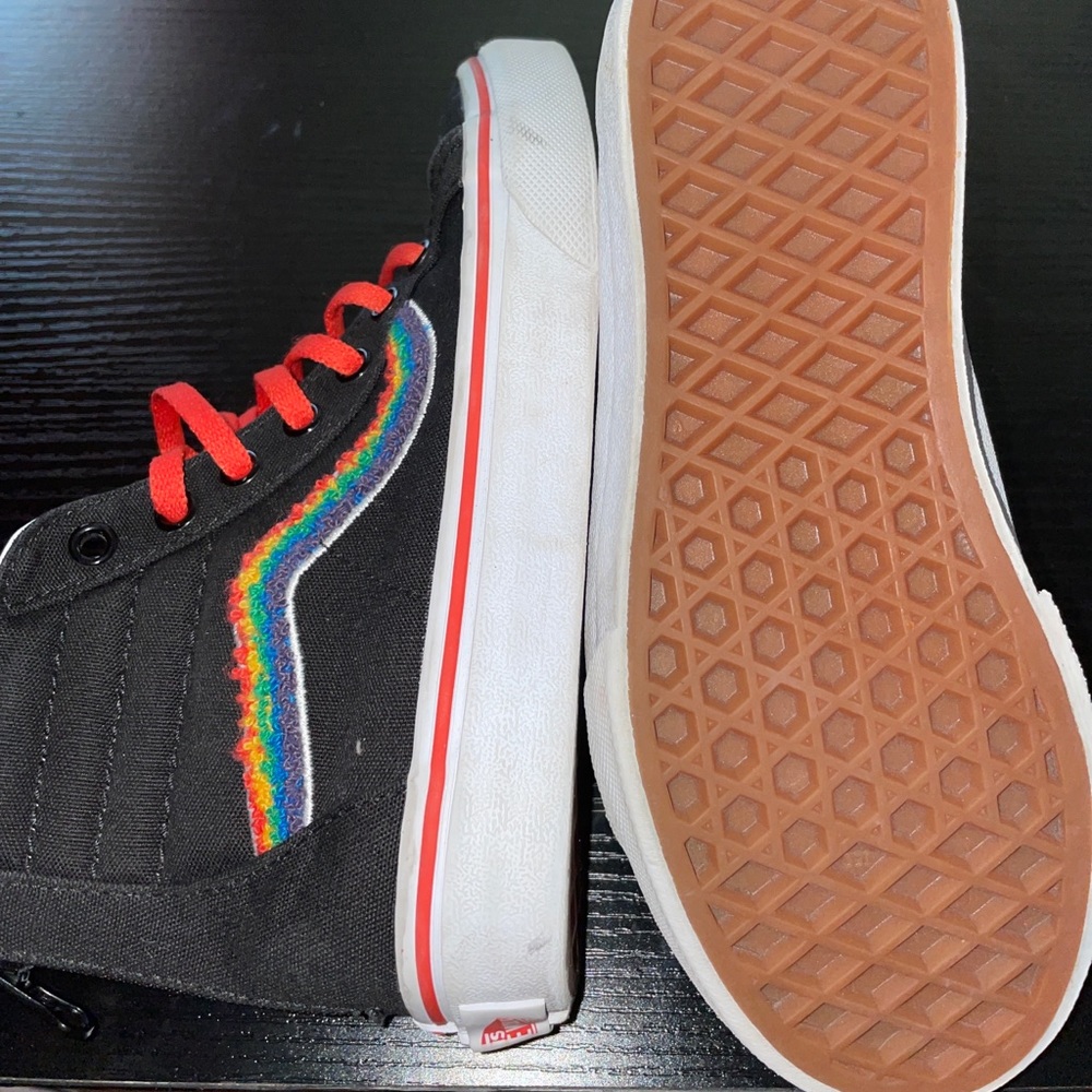 Vans kids girls sk8-hi zip chenille rainbow us kids 1.5